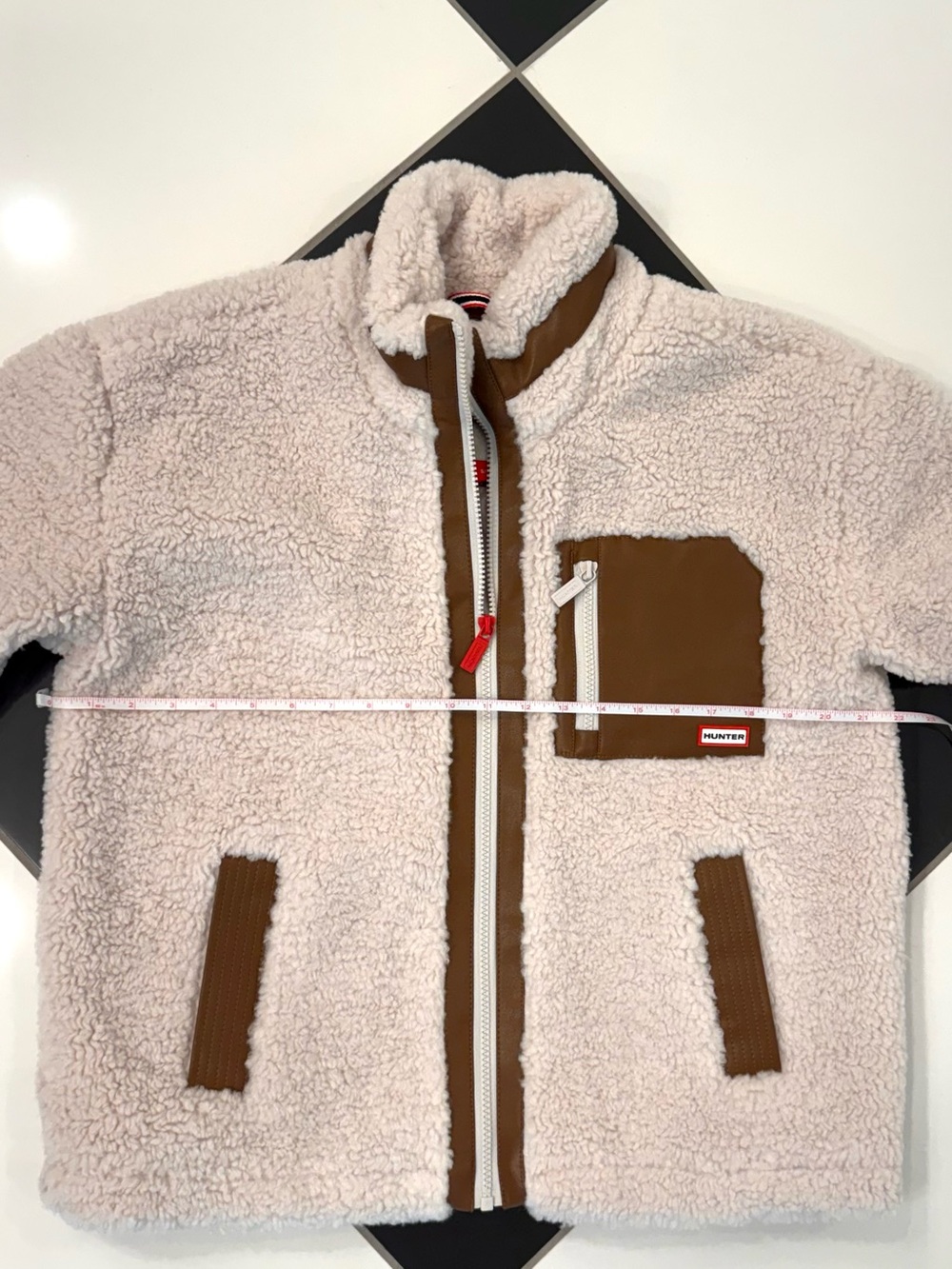 Hunter Cream Teddy Jacket with Brown Trim - Picture 5 of 8